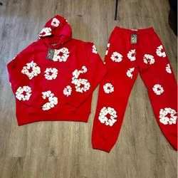Denim Tears Brand Wreath Red Logo Tracksuit