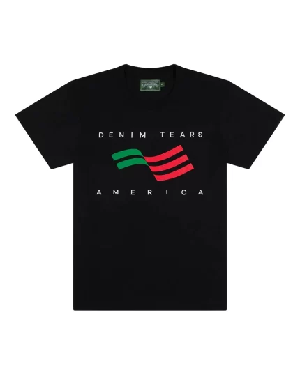 Denim Tears Brand Sportswear Black Logo T-Shirt