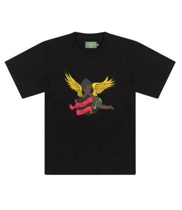 Denim Tears Brand Black Cherub Logo T-Shirt