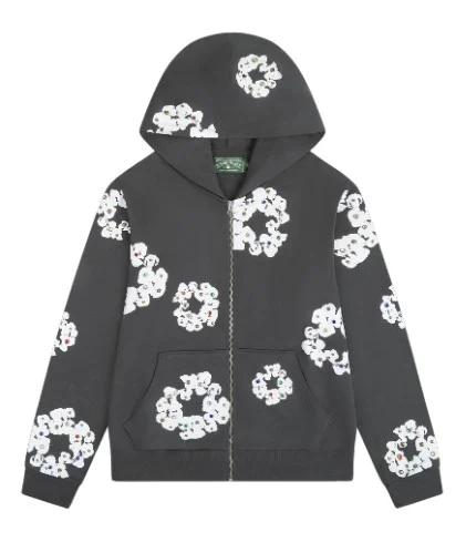 Denim Tears Brand Cotton Rhinestone Logo Hoodie