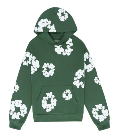 Denim Tears Brand Cotton Green Rhinestone Hoodie